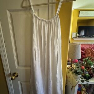 White Pleated Ruffled Midi Sundress